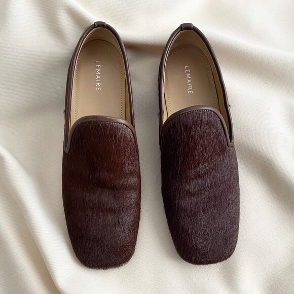 Lemaire Brown Calf Hair Loafers, size 36 - Picture 2 of 10